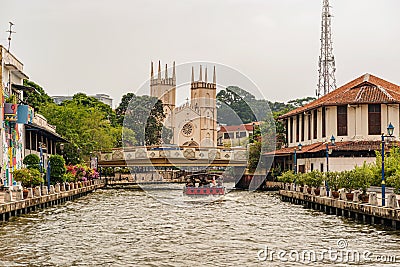 Catholic Church of St. Francis Xavier, popular tourism destination in Malacca, Melaka, Malaysia Editorial Stock Photo